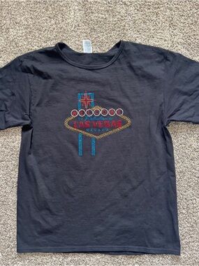 Las Vegas black t-shirt with rhinestone design